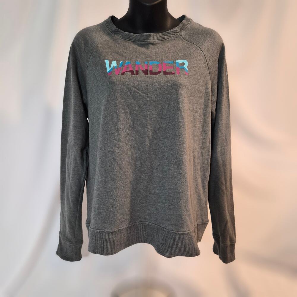 Columbia Wander Graphic Crewneck Raglan Sweatshirt Heather Gray Medium